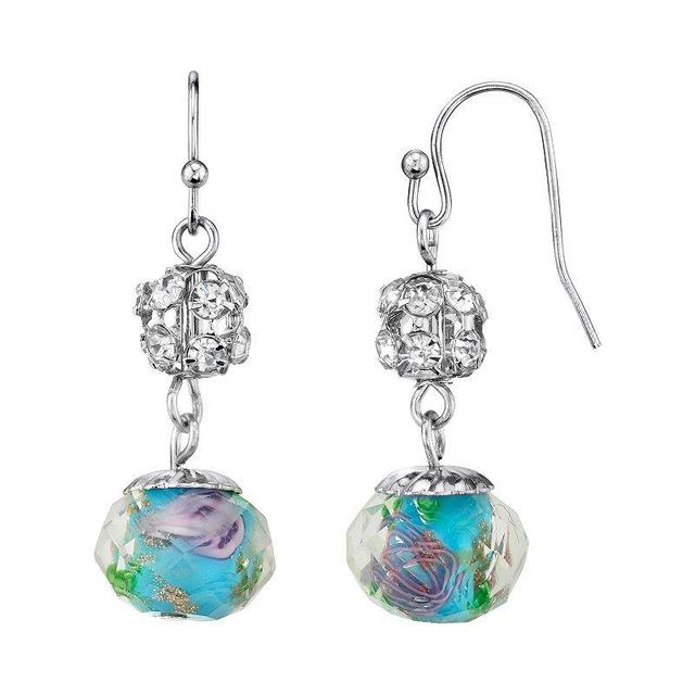 1928 Bead & Simulated Crystal Drop Earrings, Womens, Blue Product Image