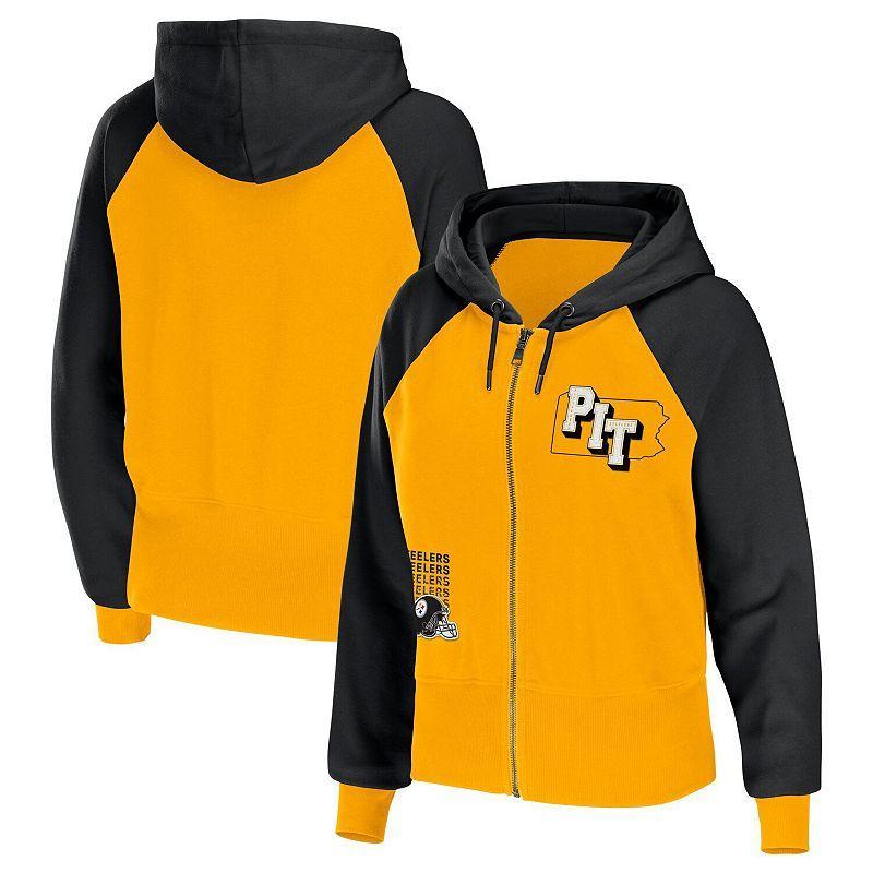 Womens WEAR by Erin Andrews Pittsburgh Steelers Colorblock Lightweight Full-Zip Hoodie Product Image