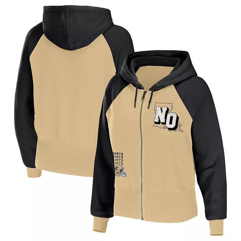 Womens WEAR by Erin Andrews Gold New Orleans Saints Colorblock Full-Zip Hoodie Product Image