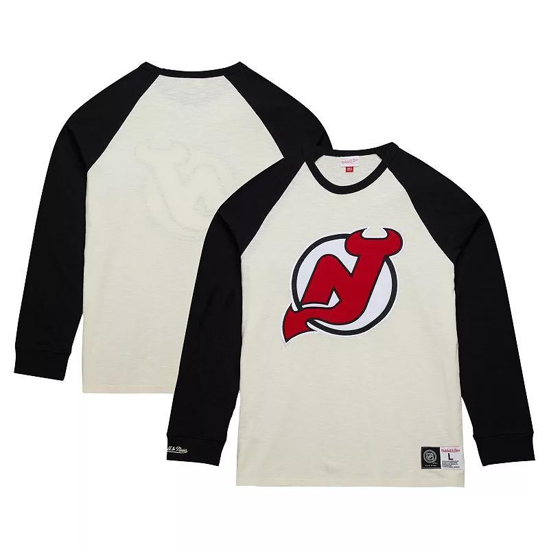 Mens Mitchell & Ness Cream New Jersey Devils Legendary Slub Vintage Raglan Long Sleeve T-Shirt Product Image