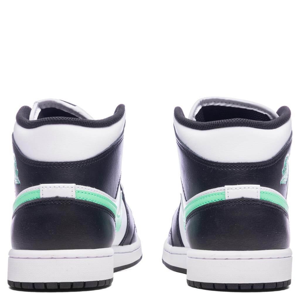 Air Jordan 1 Mid - White/Green Glow/Black Male Product Image