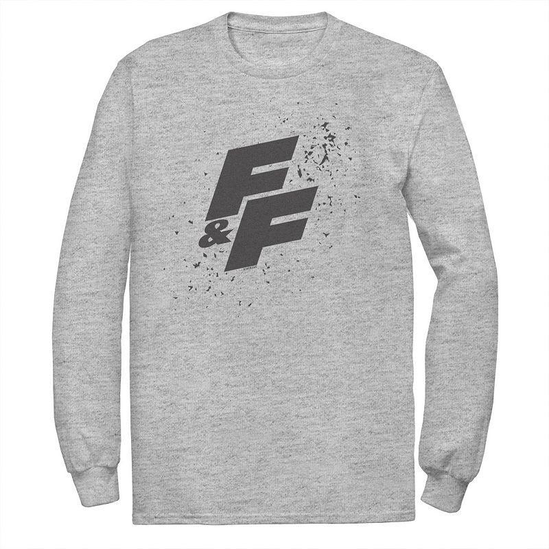 Mens Fast & Furious Paint Splatter Bold Logo Long Sleeve Graphic Tee Athletic Grey Product Image