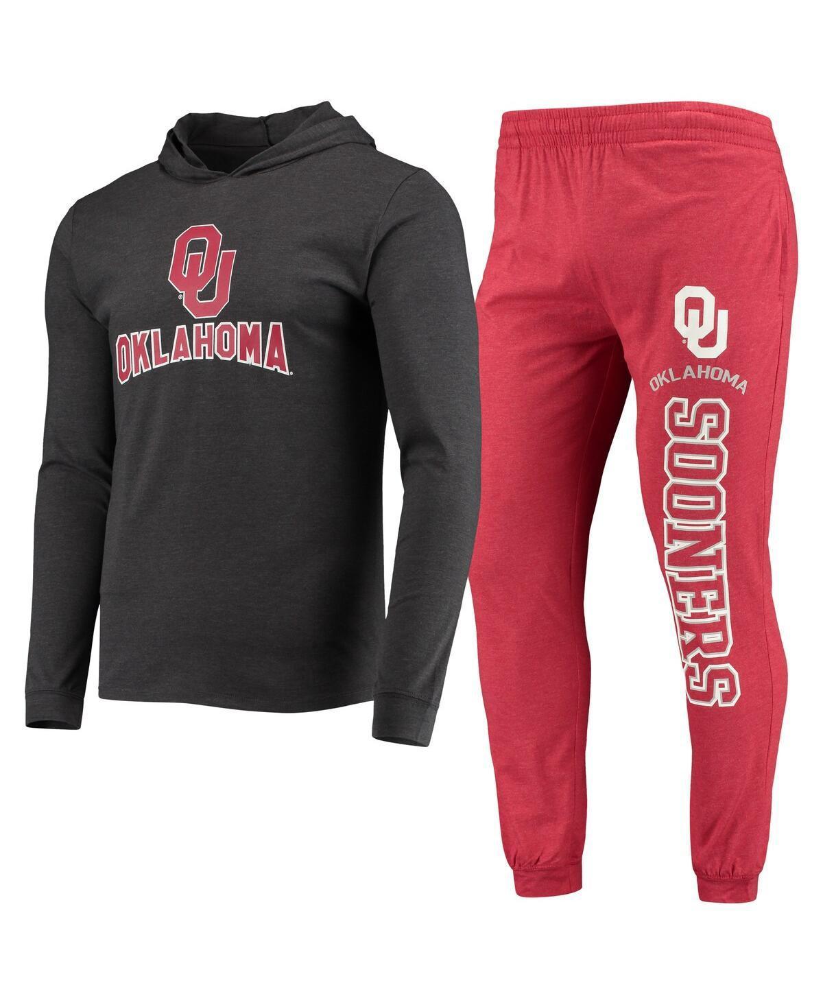 Mens Concepts Sport Crimson/Heather Charcoal Oklahoma Sooners Meter Long Sleeve Hoodie T-Shirt & Jogger Pajama Set Product Image