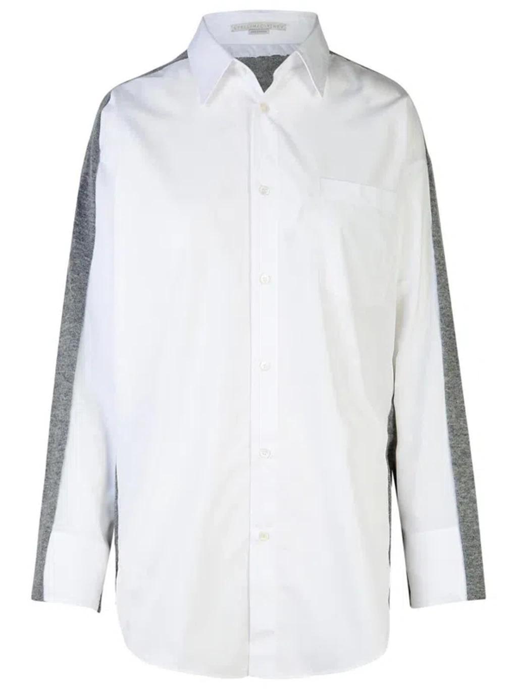 Shirt-panelled Wool Cardigan In Grey Product Image