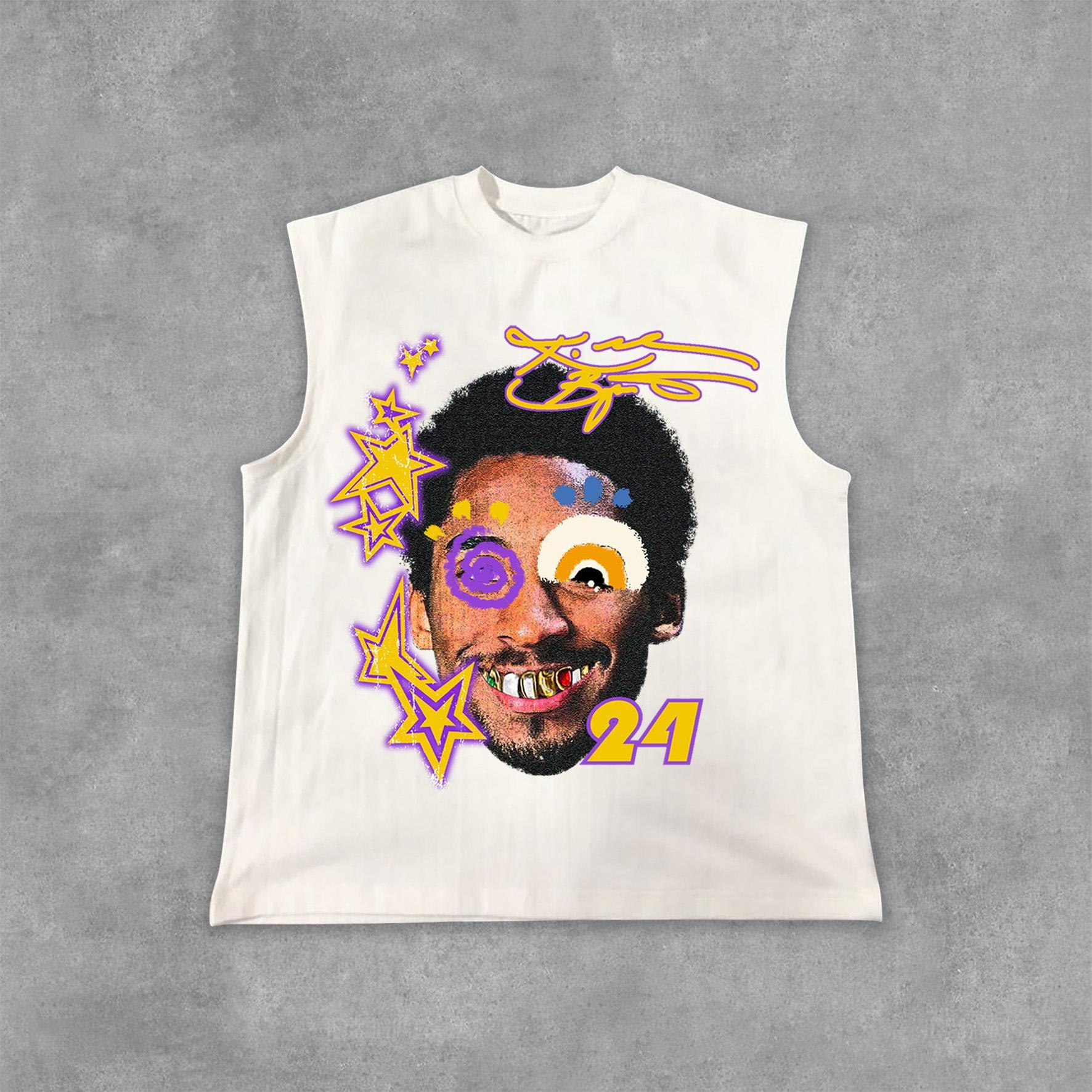 Kobe Bryant Graffiti Portrait Graphic Print Cotton Casual Tank Top Product Image