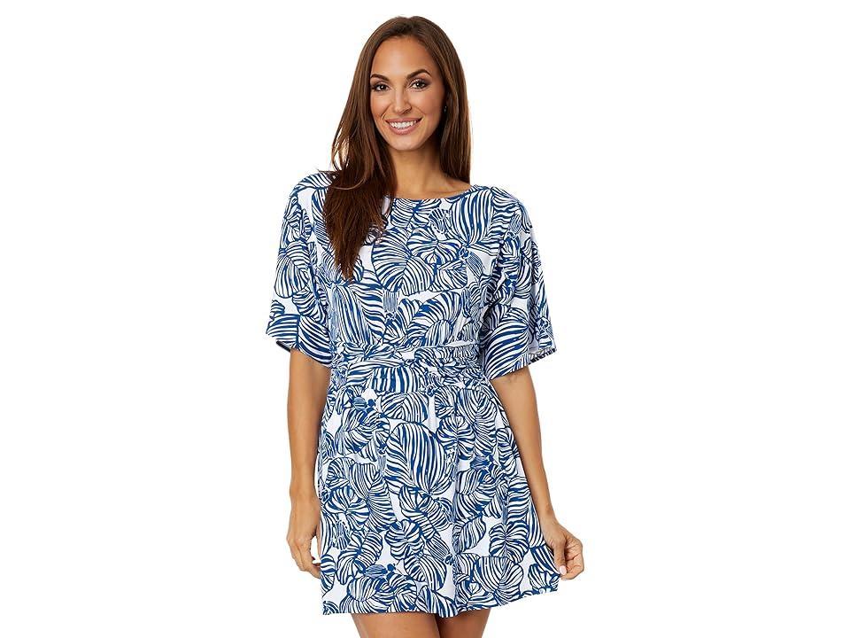 Lilly Pulitzer Parigi Boat Neck Romper (Aegean Navy Beach Path) Women's Jumpsuit & Rompers One Piece Product Image