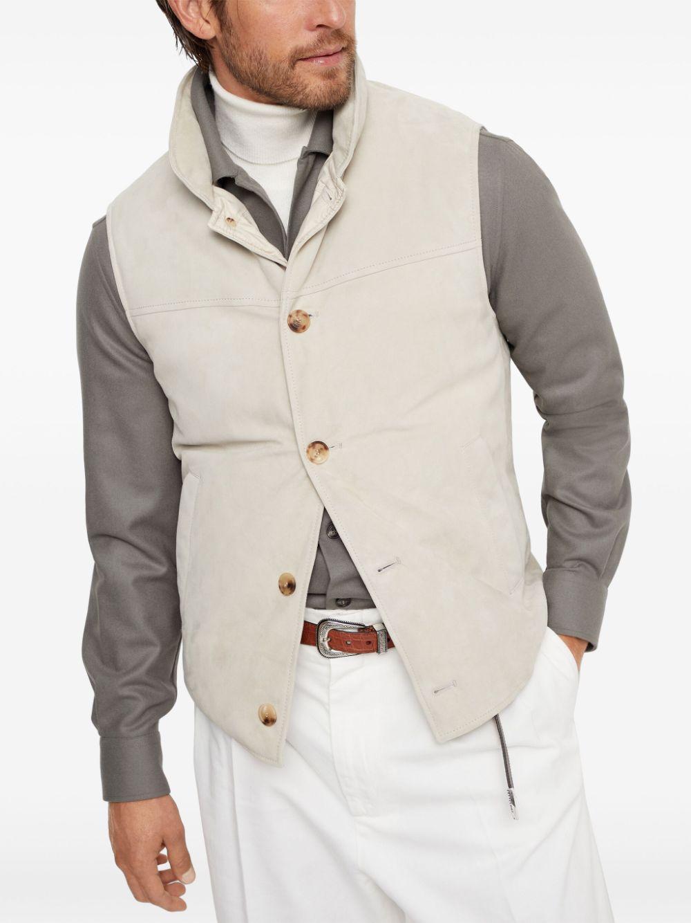 Padded Leather Vest In Natural Product Image