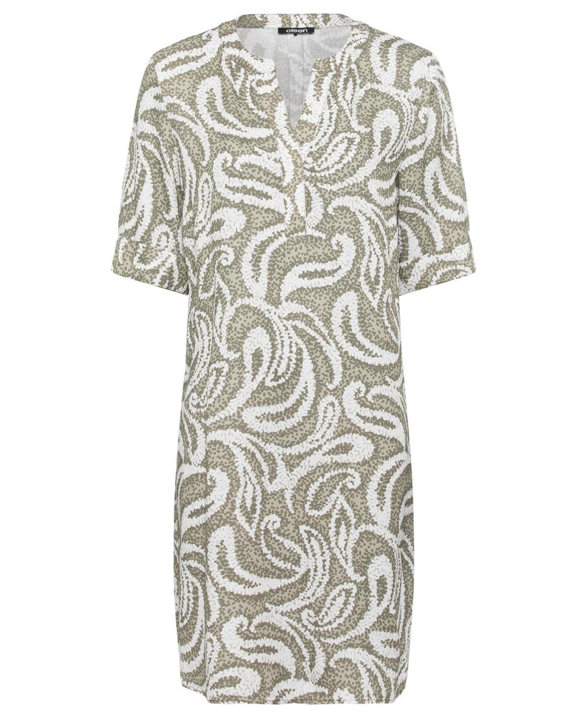 Olsen Womens Pure Viscose Short Sleeve Paisley Tunic Dress Product Image