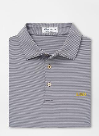 Peter Millar Mens LSU Jubilee Stripe Performance Polo | Color: Iron | Size: 3XL Product Image