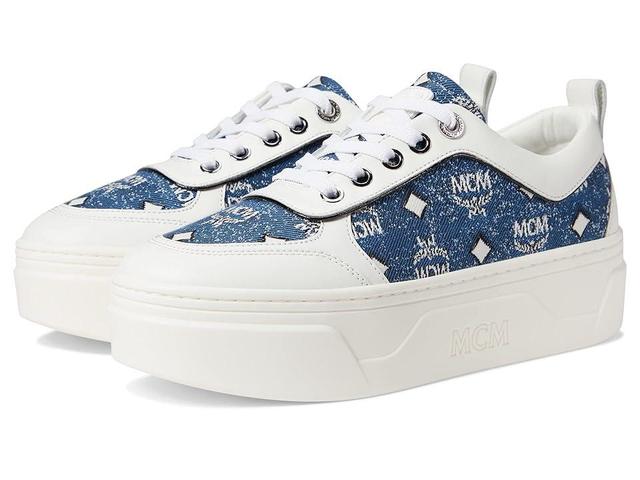 MCM Skyward Vintage Monogram Low Top Sneakers (Denim) Women's Shoes Product Image