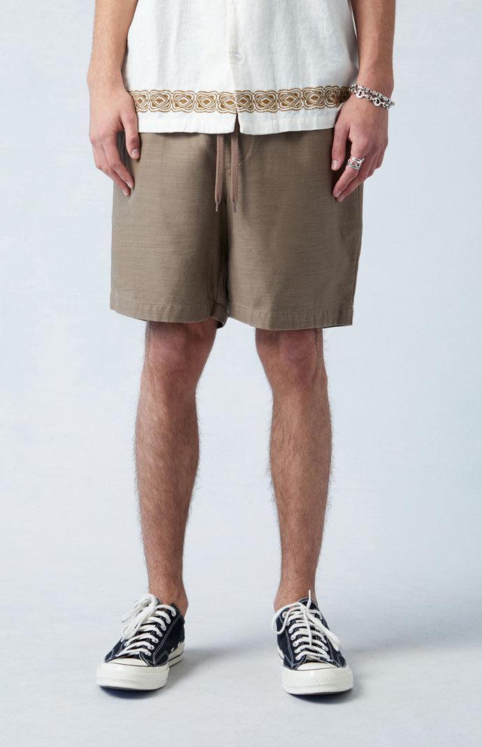 Mens Brown Textured Volley Shorts Product Image