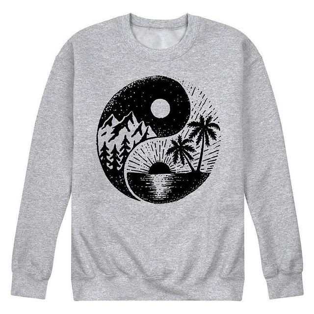 Mens Yin Yang Mountains Sea Fleece Sweatshirt Pink Product Image