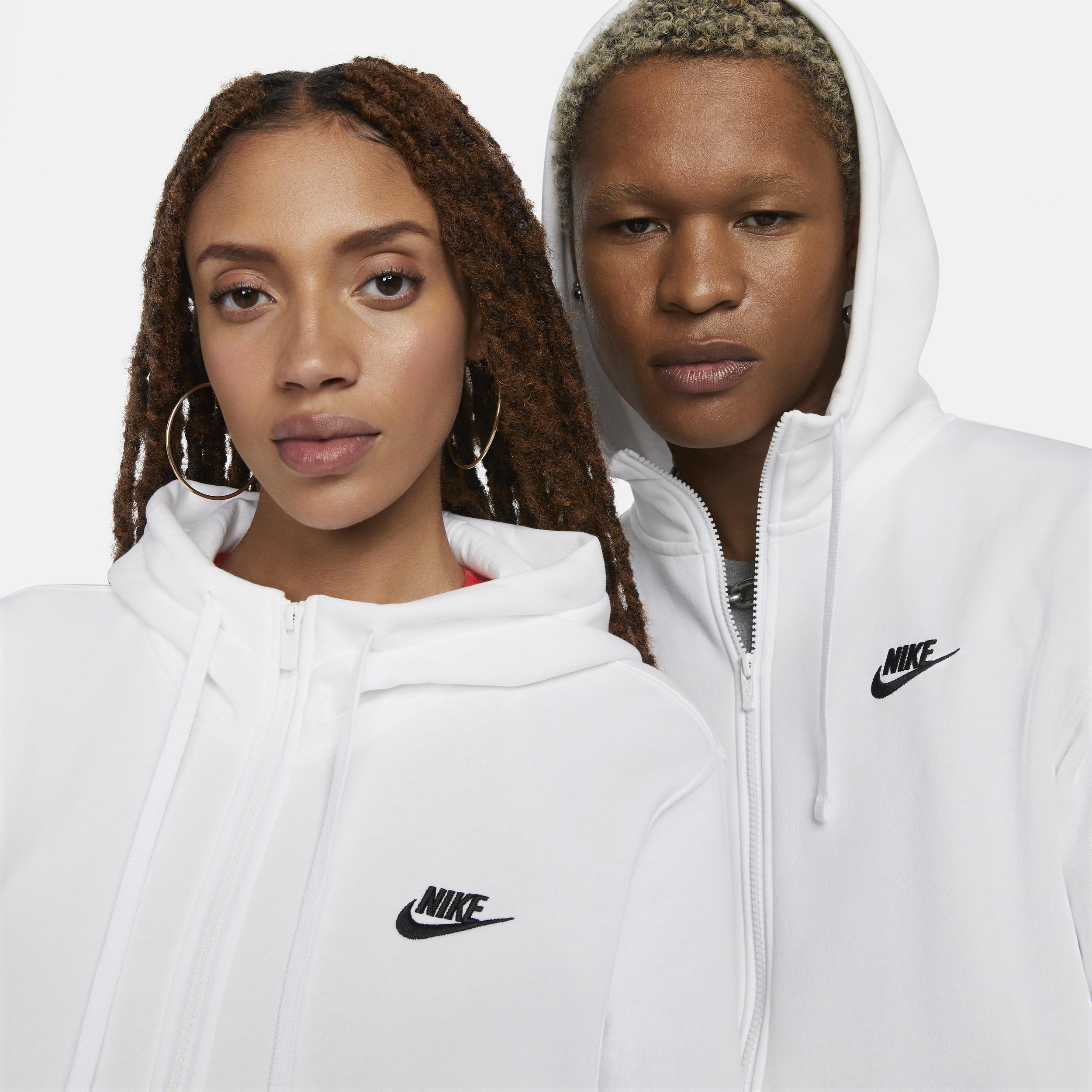 Nike Mens Nike Club Full-Zip Hoodie - Mens White/Dark Grey Heather Product Image