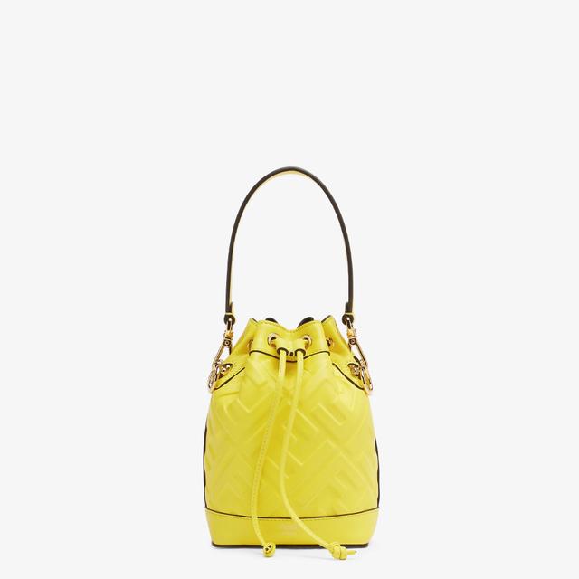 Mon TresorAcid yellow leather mini bag with FF motif Product Image