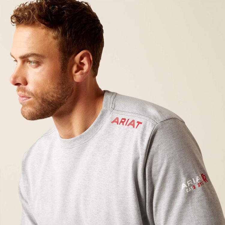 Ariat® Men's L/S Heather Grey FR Born For This T-Shirt Product Image