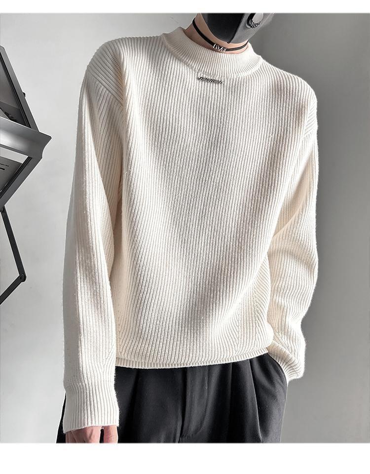 Mock Neck Plain Sweater Product Image