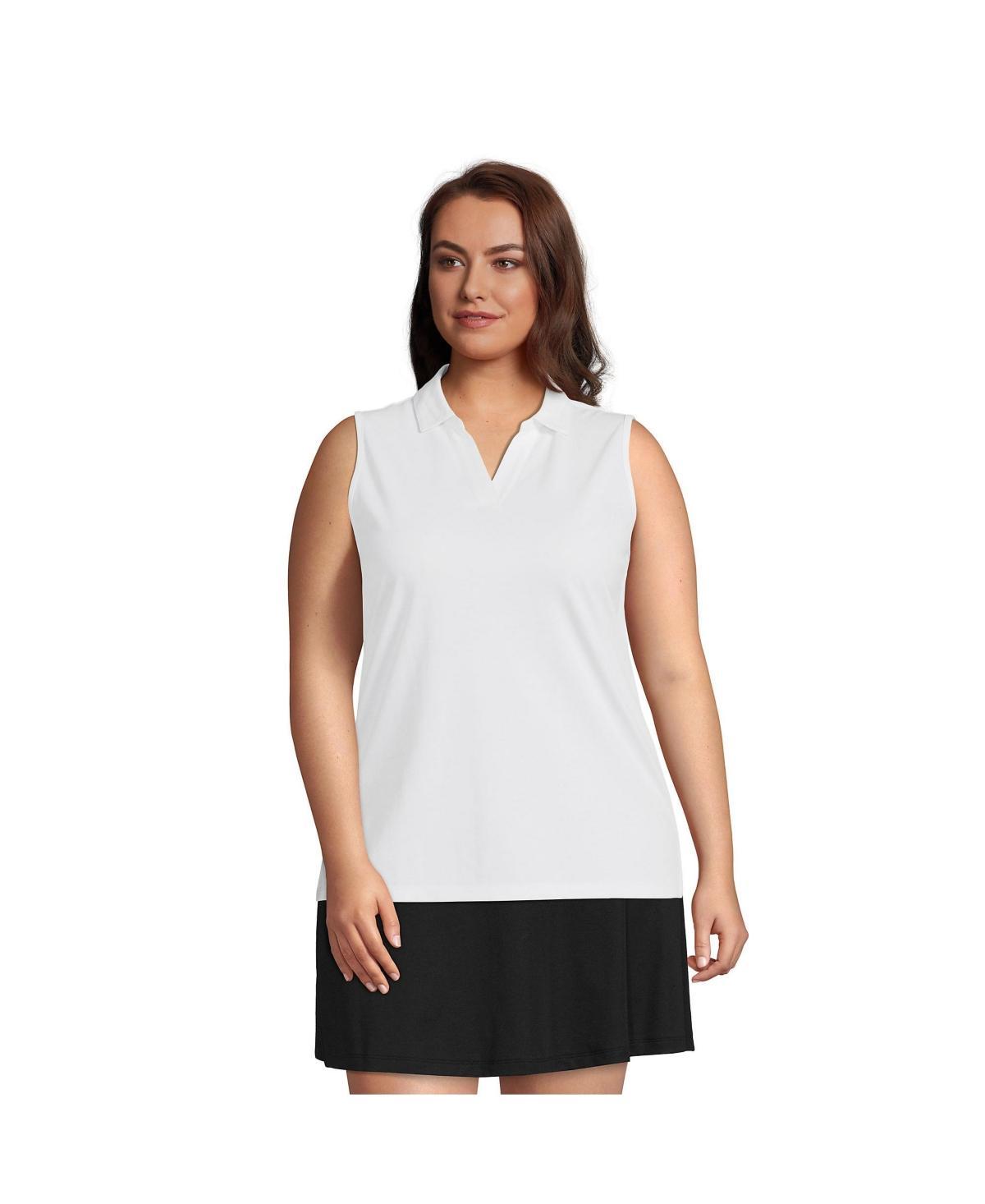 Plus Size Lands End Performance Pique Sleeveless Polo Top, Womens Product Image