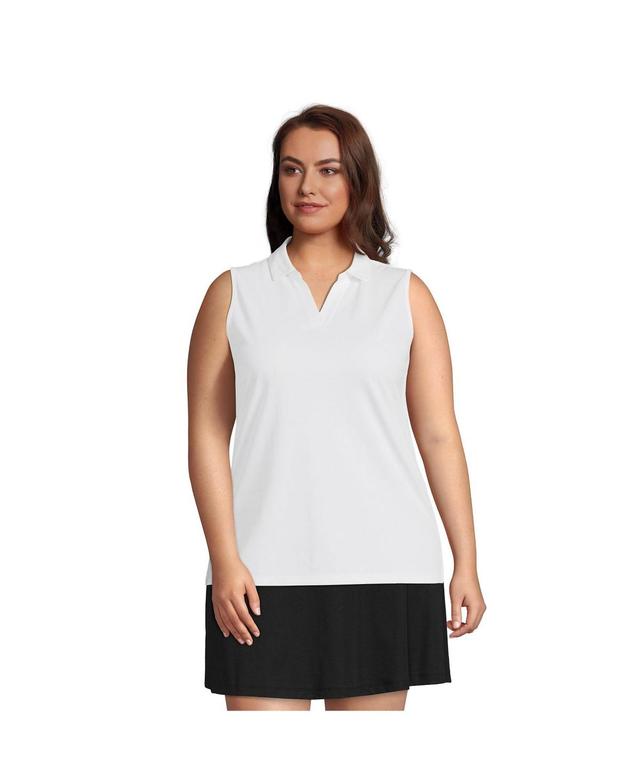 Lands End Plus Size Performance Pique Sleeveless Polo T-Shirt Product Image