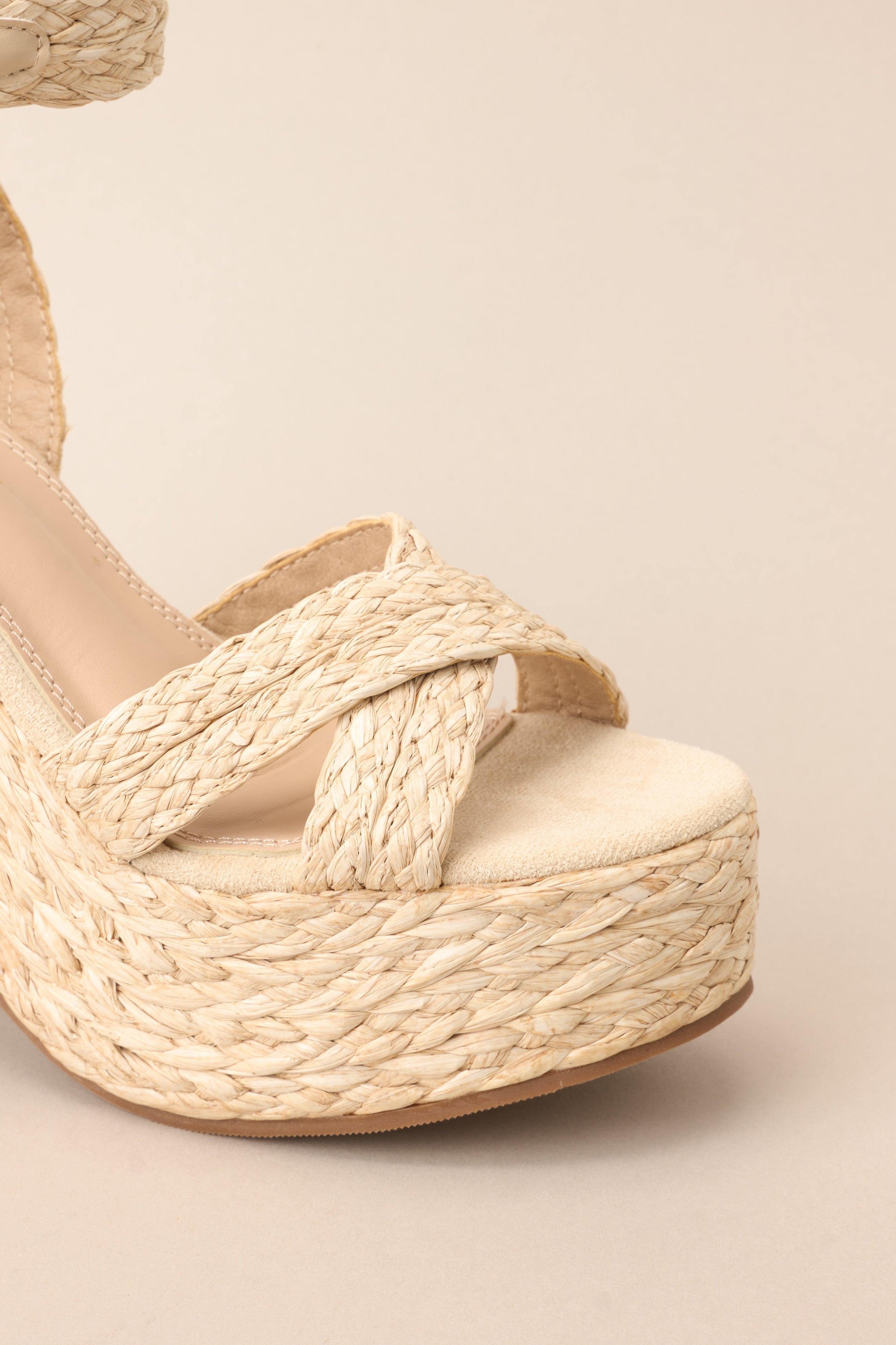 Good Sense Raffia High Heel Sandals Beige product image