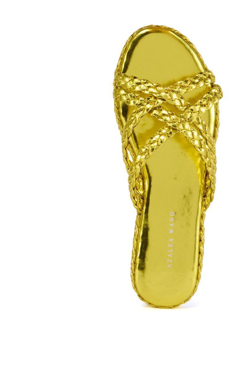 AZALEA WANG AMMON YELLOW METALLIC BRAIDED SANDAL Product Image