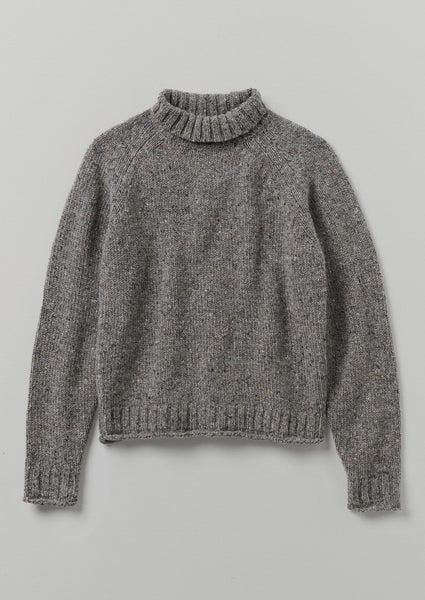 Donegal Roll Neck Sweater | Smoke Product Image