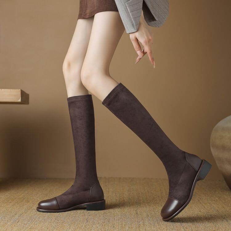 Low Heel Plain Tall Boots Product Image