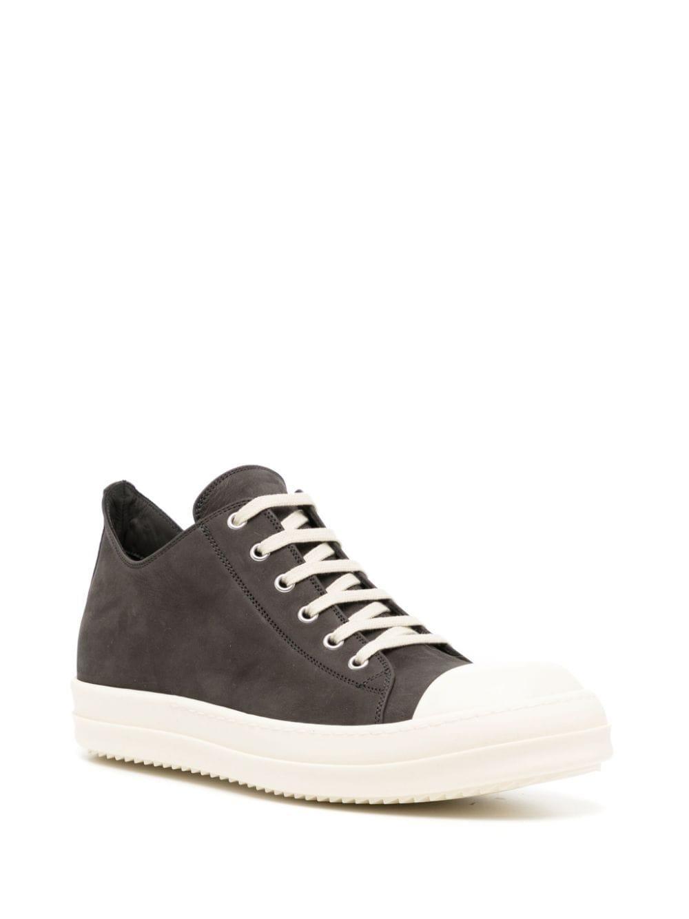 Rubber-toecap Leather Sneakers In Black Product Image