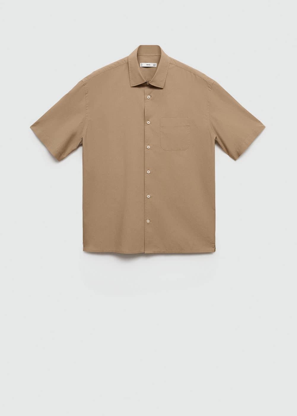 MANGO MAN - Tencel™ cotton shirt with pocket medium brownMen Product Image