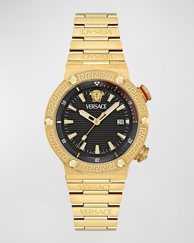 Men's Greca Logo IP Yellow Gold Bracelet Watch, 43mm Product Image