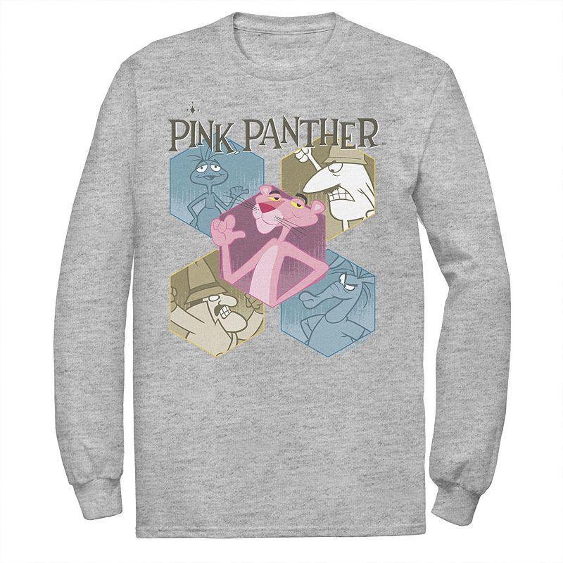 Mens Pink Panther Hexagonal Portraits Long Sleeve Graphic Tee White Product Image