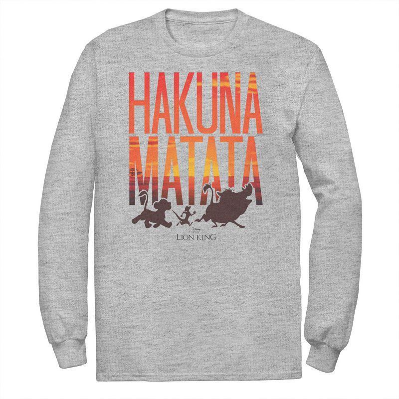 Disneys The Lion King Big & Tall Sunset Hakuna Matata Long Sleeve Graphic Tee, Mens Athletic Grey Product Image