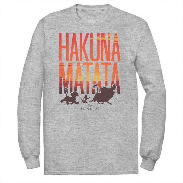 Disneys The Lion King Big & Tall Sunset Hakuna Matata Long Sleeve Graphic Tee, Mens Athletic Grey Product Image