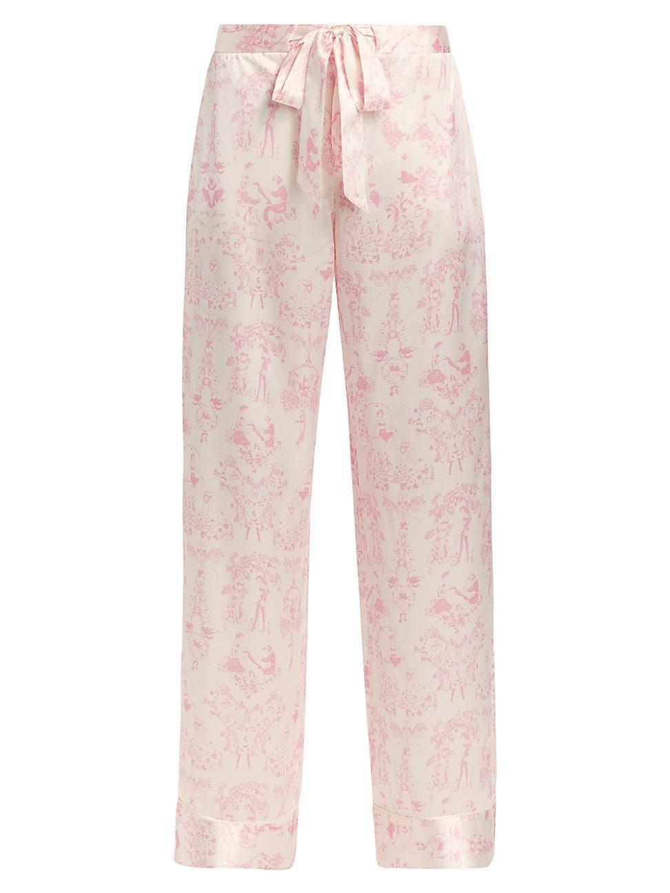 Womens Kiki Printed Silk Lounge Pants Product Image