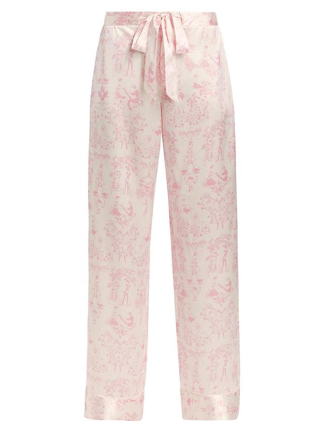 Womens Kiki Printed Silk Lounge Pants Product Image