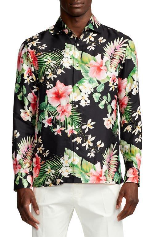 Ralph Lauren Purple Label Tropical Floral Silk Button-Up Shirt Product Image