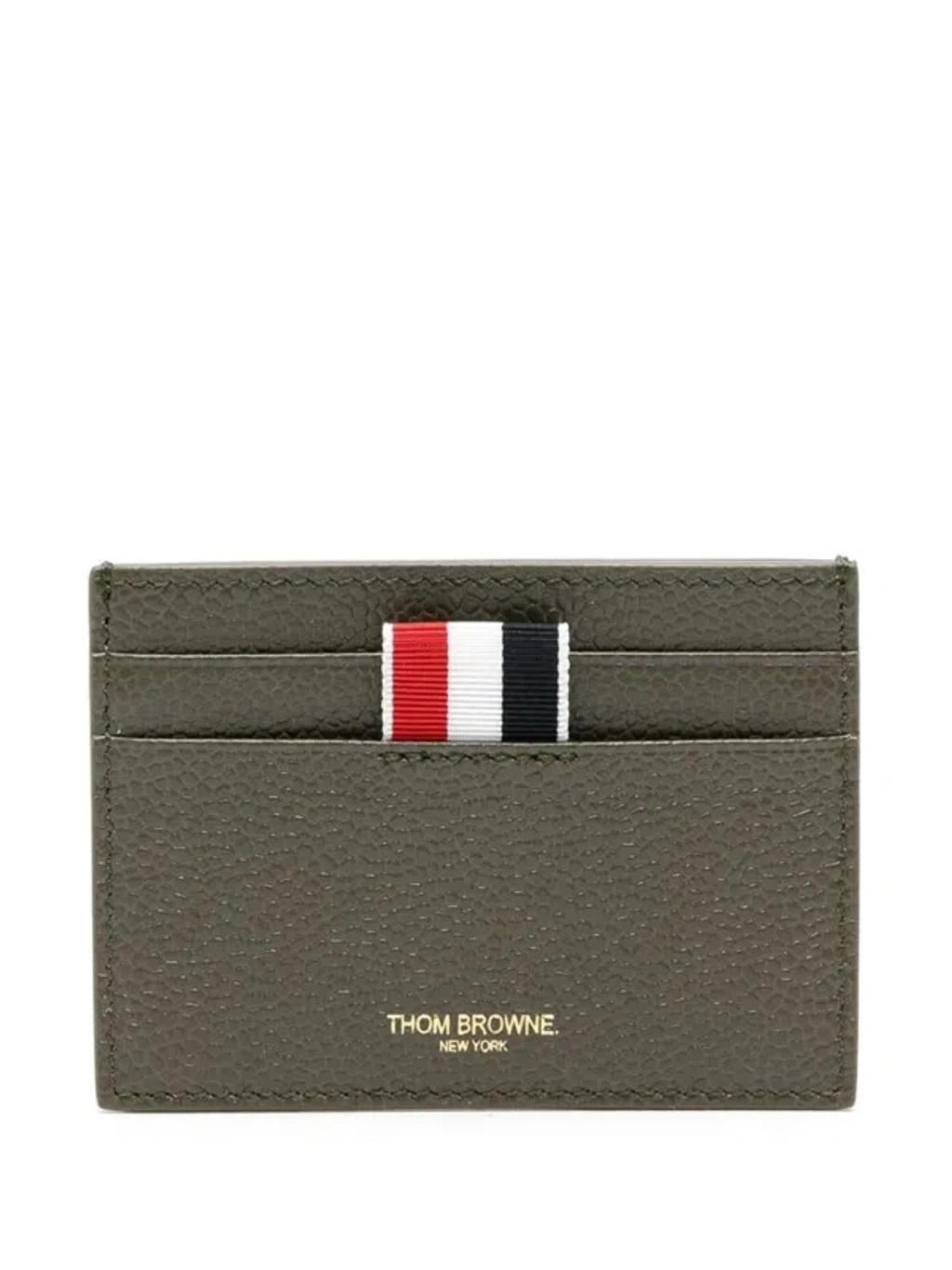 Single Card Holder In Pebble Grain Leather Accessories In Green Product Image