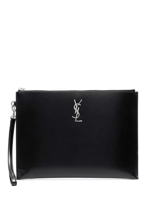 Logo Plaque Clutch Bag In Black Product Image