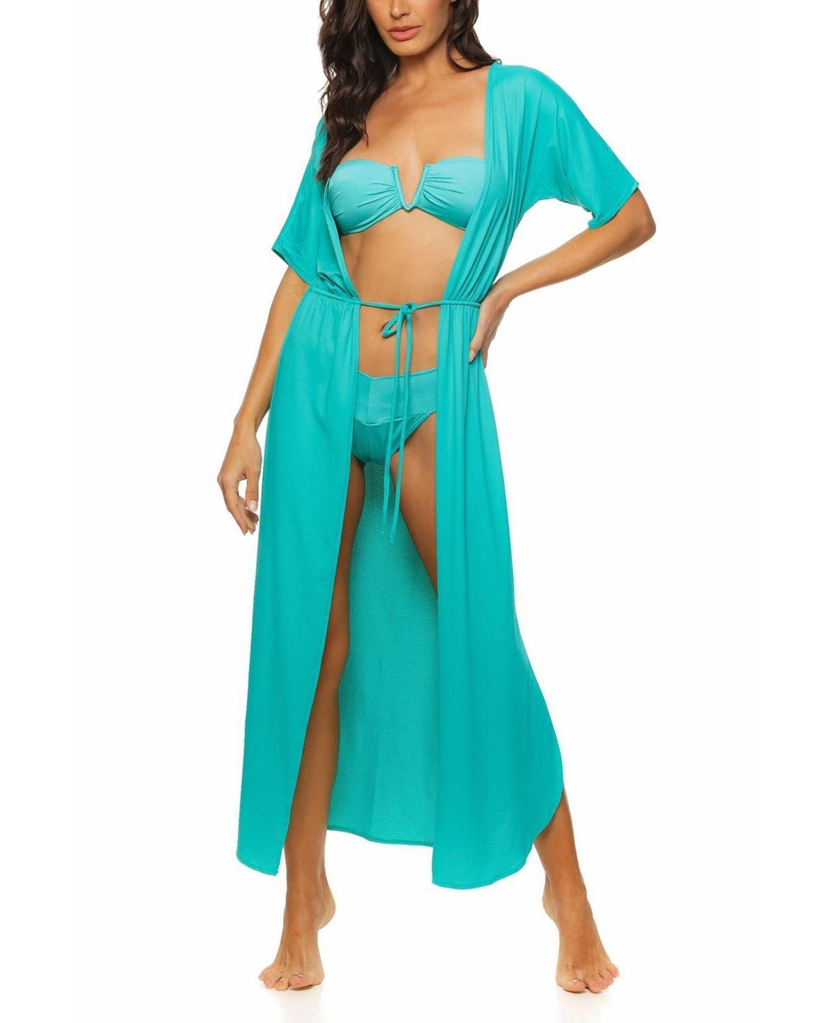 Guria Beachwear Womens Tie Front Long Kimono Cover-up Product Image