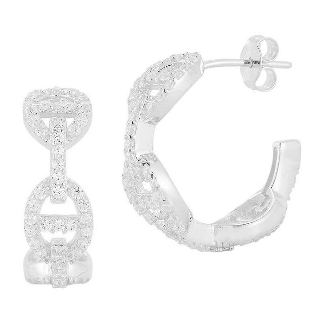 Sunkissed Sterling Cubic Zirconia Mariner Link Hoop Earrings, Womens, Silver Tone Product Image