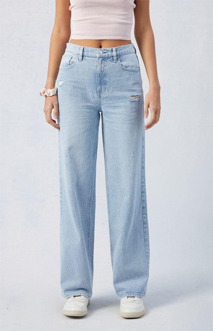 Womens Cali Light Indigo Ripped Baggy Boyfriend Jeans product image