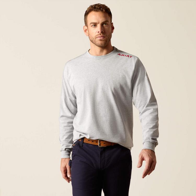 Ariat® Men's L/S Heather Grey FR Born For This T-Shirt Product Image