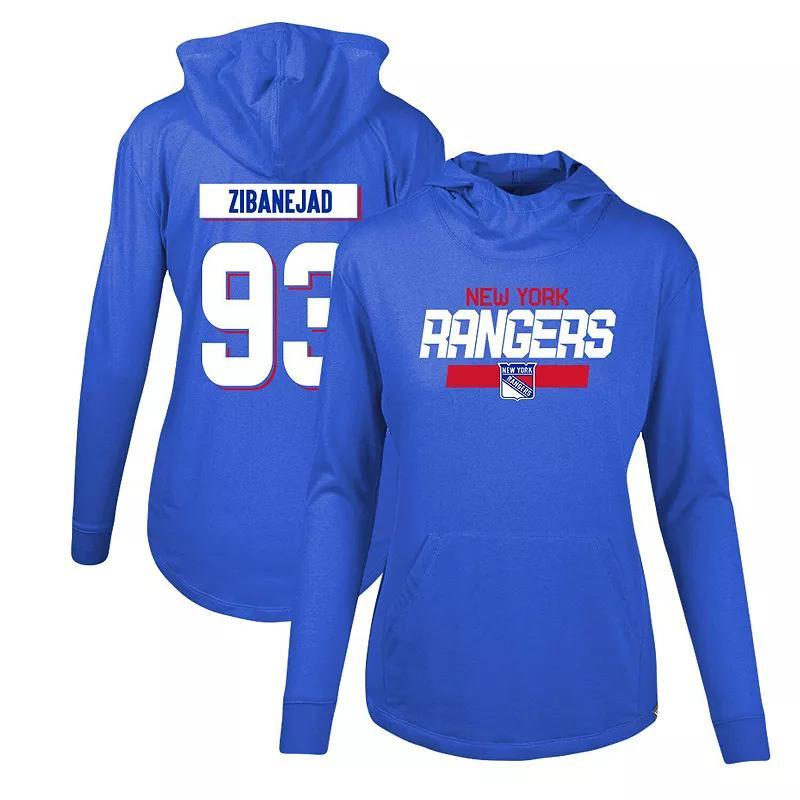 Womens LevelWear Mika Zibanejad Blue New York Rangers Vivid Player Name and Number Pullover Hoodie Product Image