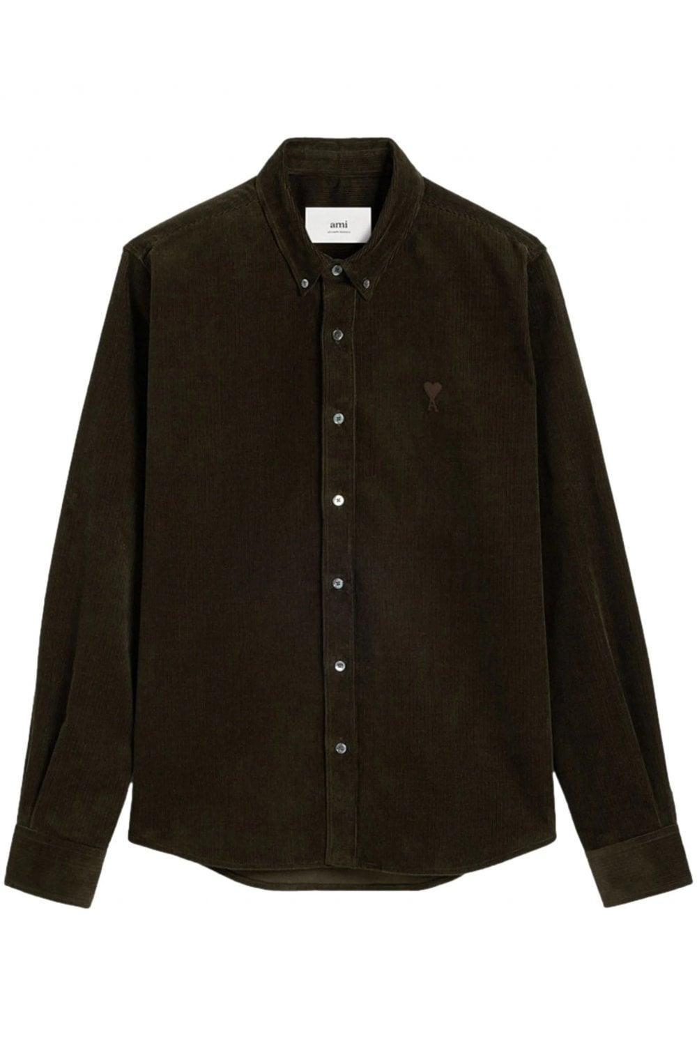 AMI ALEXANDRE MATTIUSSI Ami De Coeur Corduroy Shirt In Dark Coffee Product Image