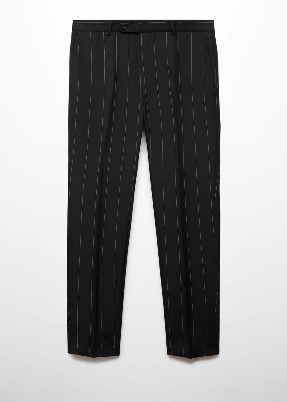 MANGO MAN - Slim-fit linen pants with pinstripes blackMen Product Image