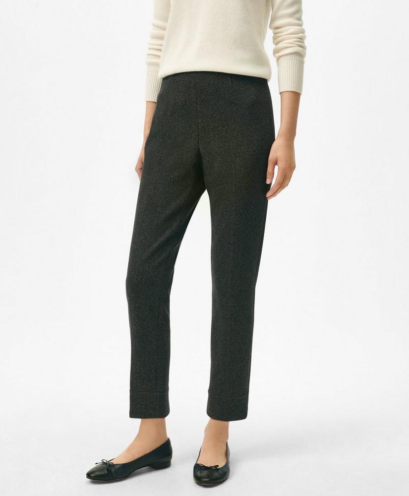 Easy Fit, Elastic Back Pants in Herringbone Stretch Cotton Blend Product Image