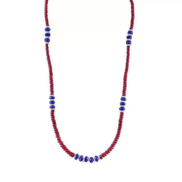 Gemistry Sterling Silver Gemstone Beaded Necklace, Womens Red Lapis Product Image