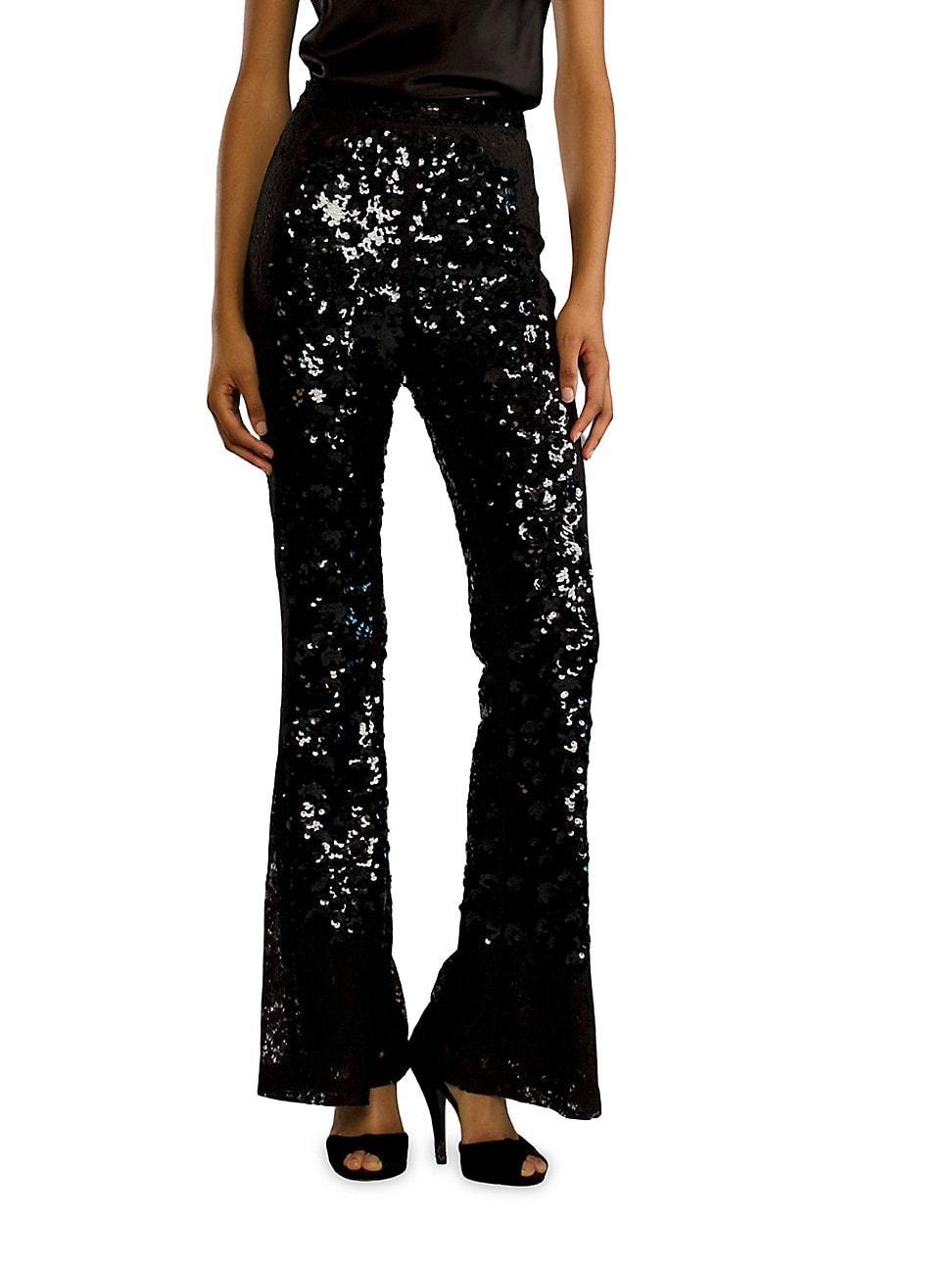 Womens Lace Sequin Fit & Flare Pants Product Image