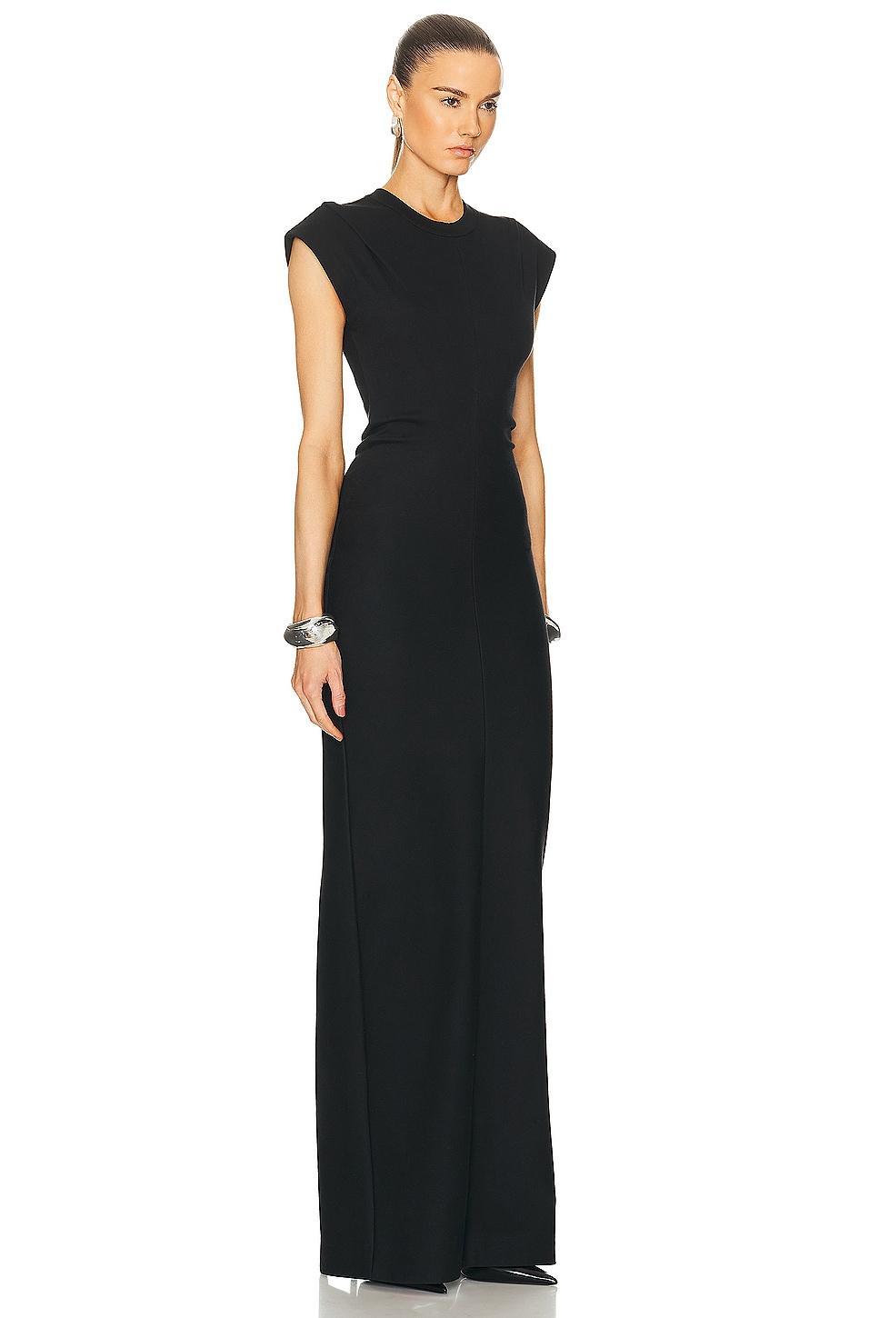 Alexander Wang Drop Shoulder Crew Neck Maxi Dress With Side Drape Black. (also in 0). Product Image