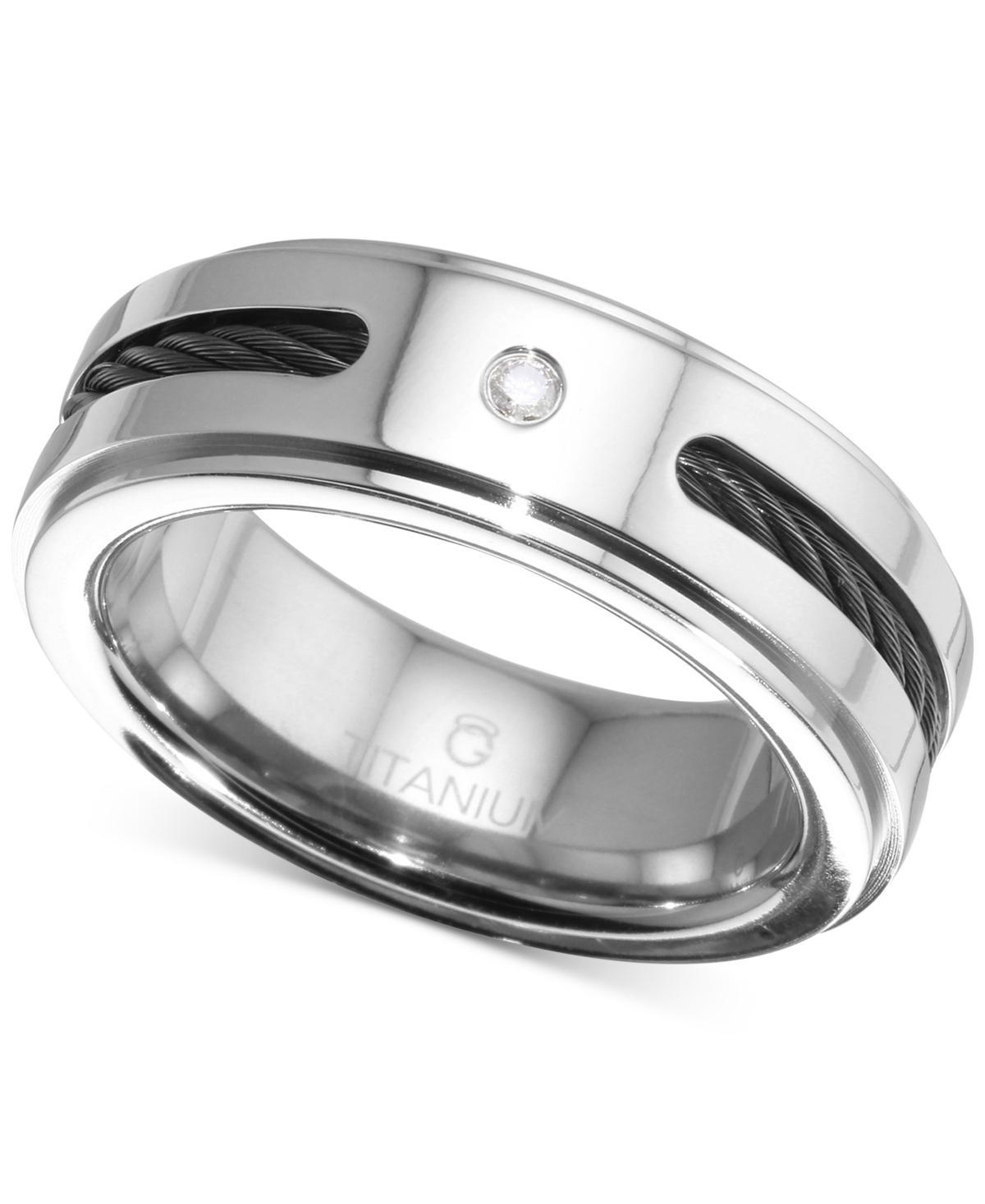 Mens Diamond Accent Cable Band in Titanium and Black Ion-Plate Product Image