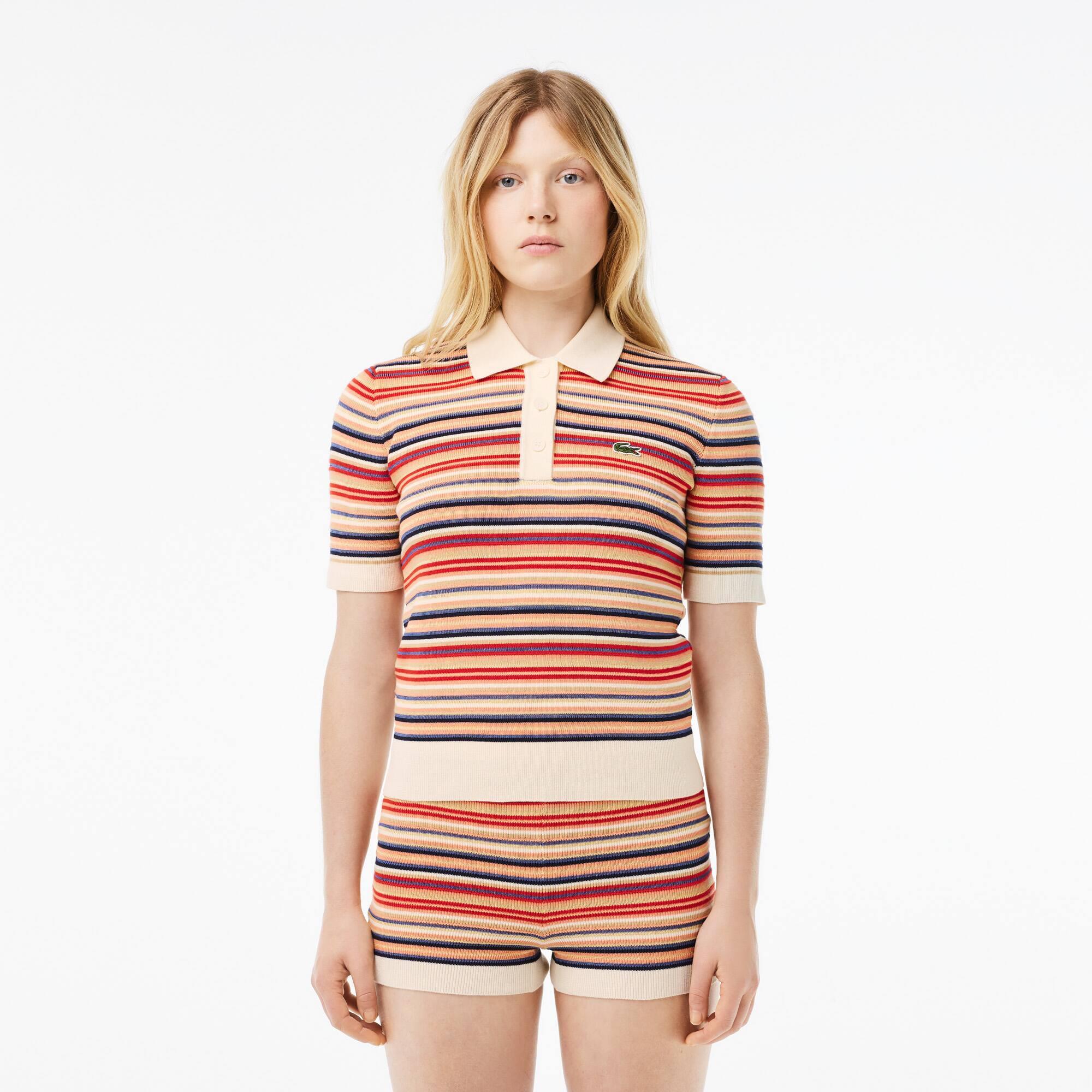 Striped Cotton Jacquard Polo Shirt Product Image